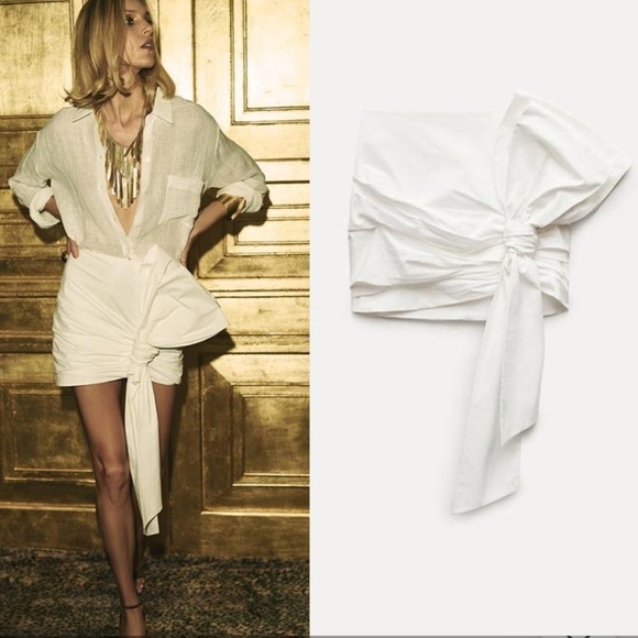 🦋 Bloggers Favorite 🦋 NWT Zara Knotted Mini Skirt ZW Collection Size M - Picture 1 of 16